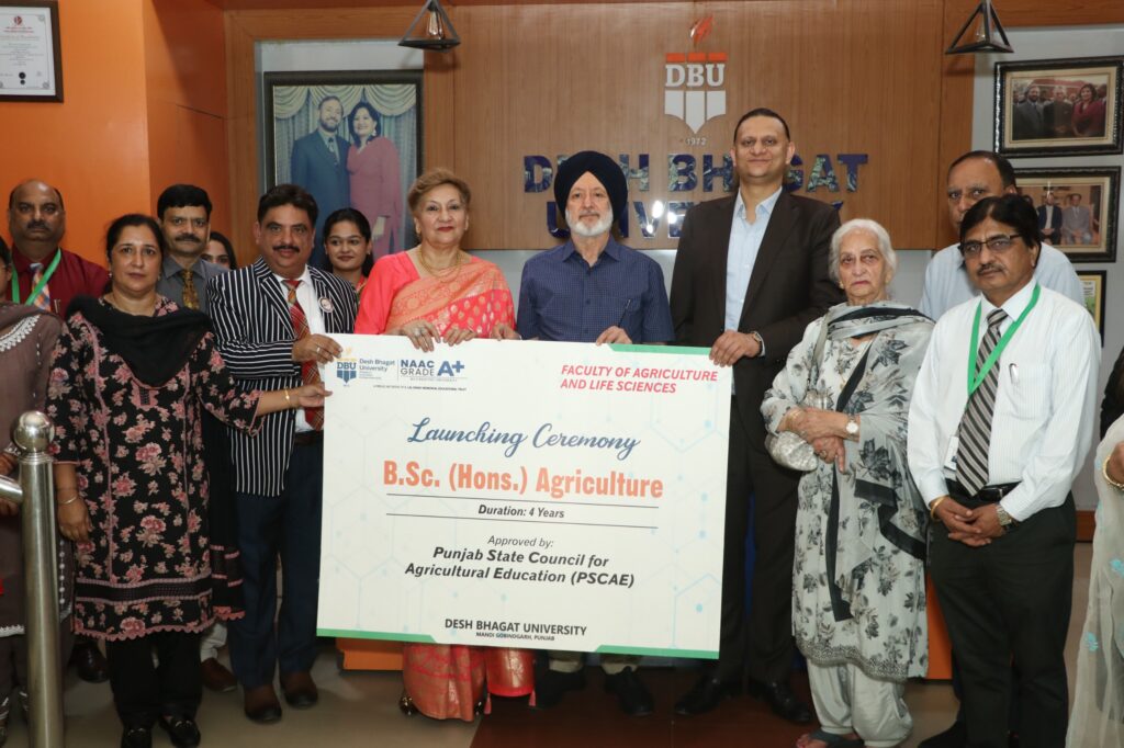 Desh Bhagat University, Mandi Gobindgarh, launched the B.Sc. (Hons) Agriculture programme.